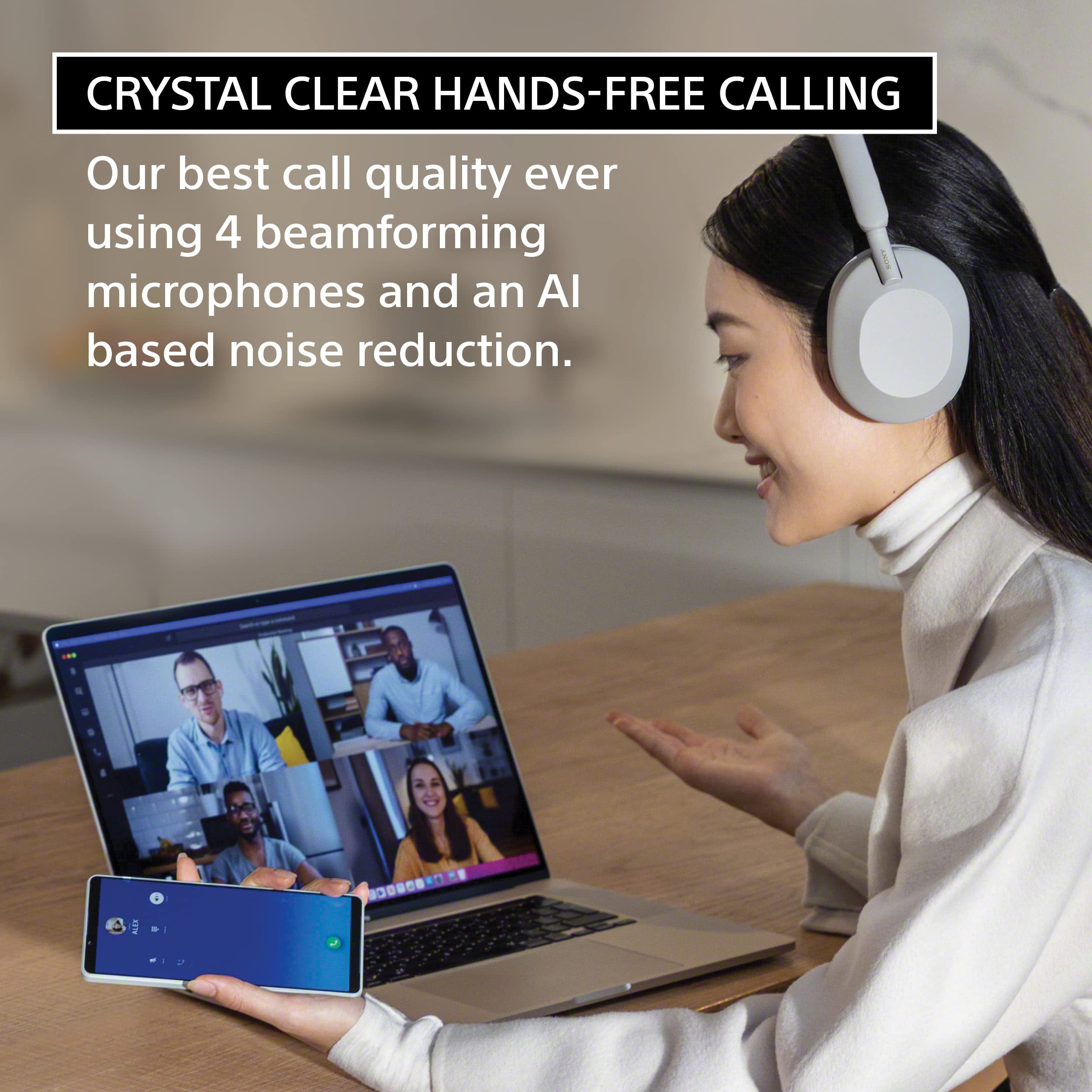 Sony WH-1000XM5 Premium Noise Canceling Headphones, Auto NC Optimizer, 30-Hour Battery, Alexa Voice Control, Silver