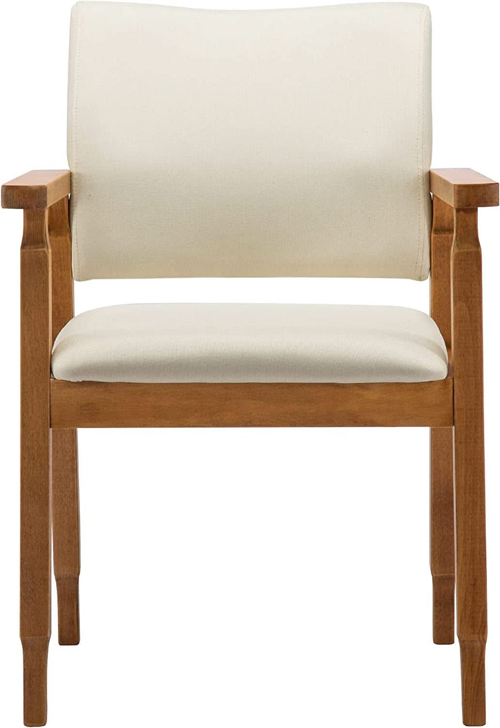 Mid Century Modern Walnut Dining Chairs With Beige Fabric