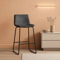 Gray Faux Leather Bar Stools Set Of 3 26 Inch Counter