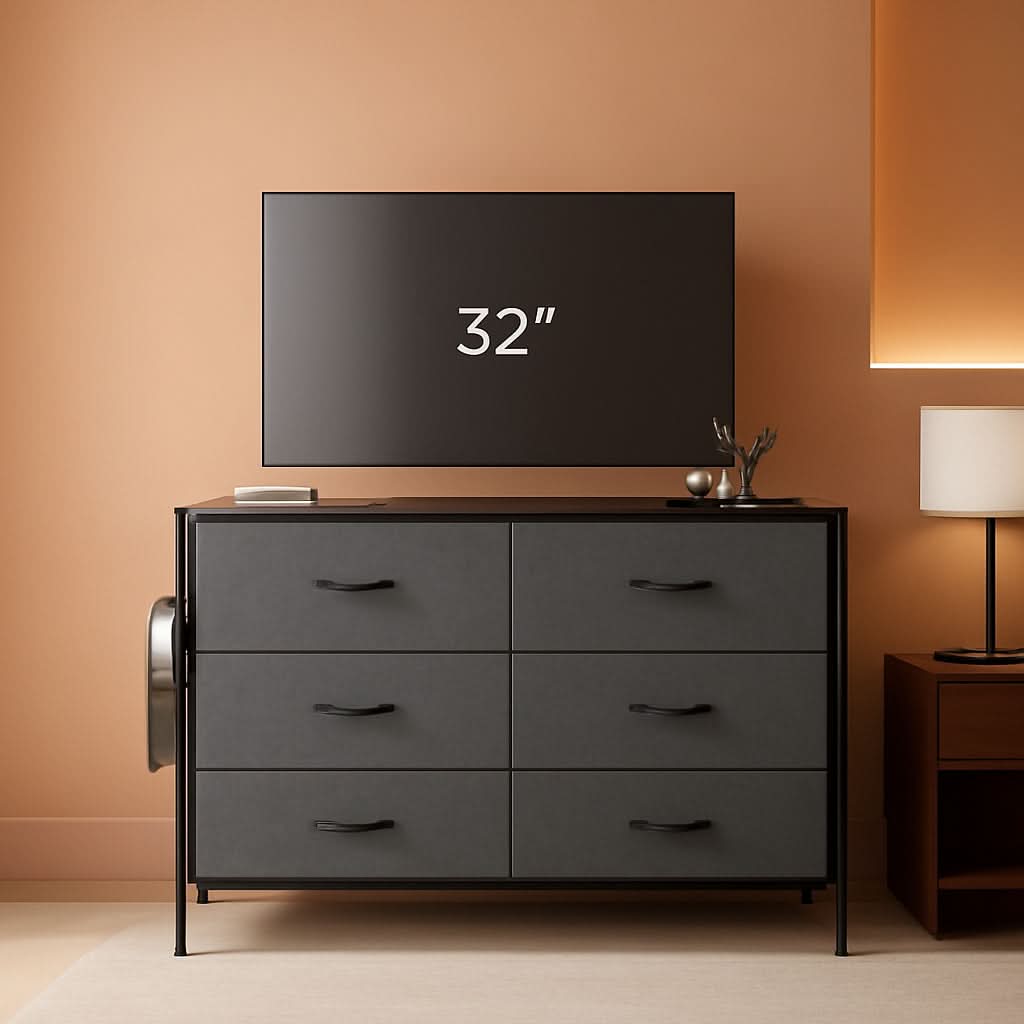 Wide 5 Drawer Dresser With Drawer Organizers Dark Grey