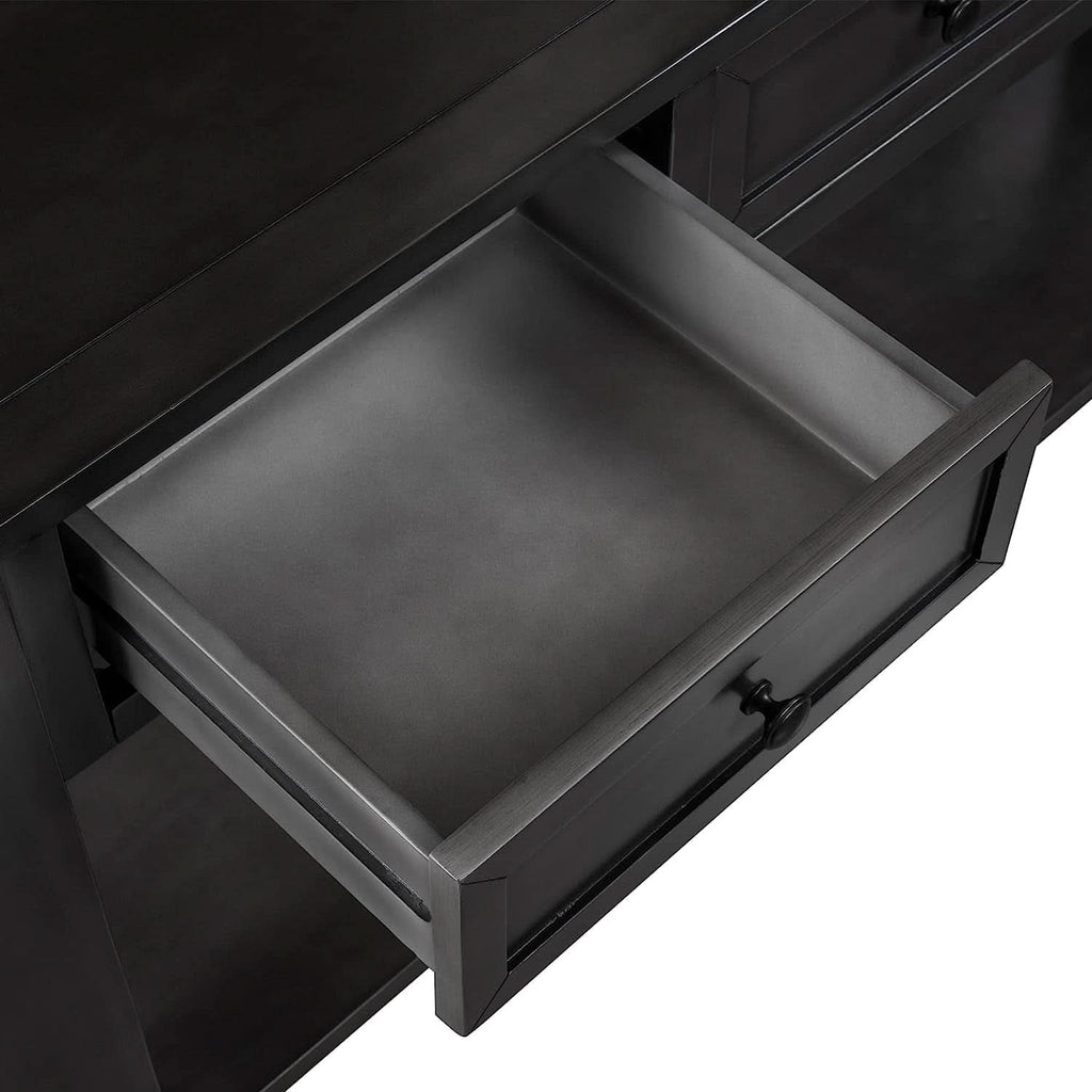 Black Console Table 55In Wide With 3 Drawers And Shelf