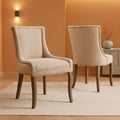 Modern Dining Chairs Tan Upholstered Fabric Set Of 2