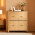 4 Drawer Dresser With Fluted Wave Panel Natural Wood