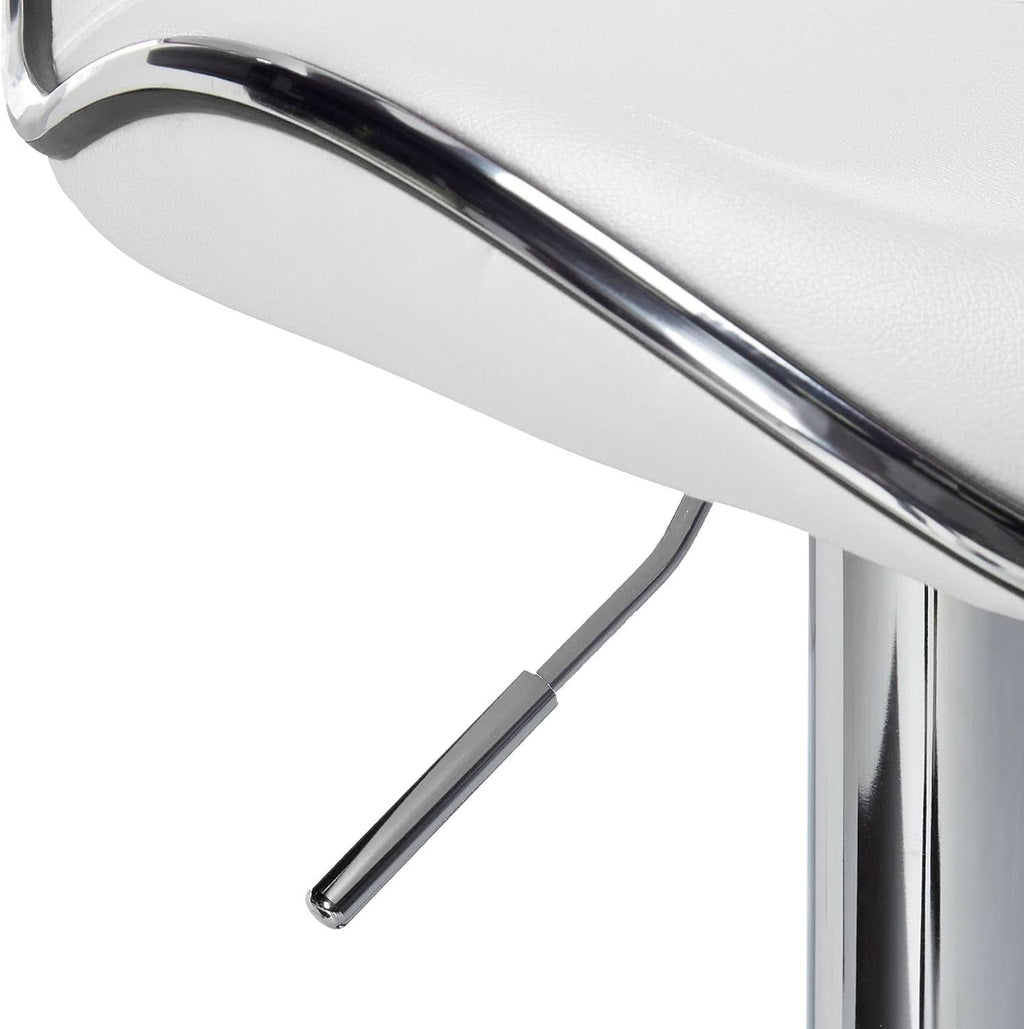 White Cushioned Leatherette Barstool Set Of 2 Adjustable Height Swivel
