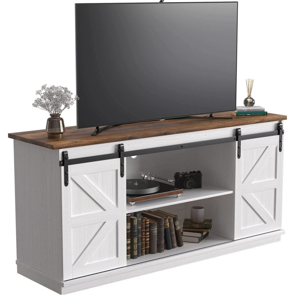 65 Inch Farmhouse TV Stand With Sliding Barn Doors