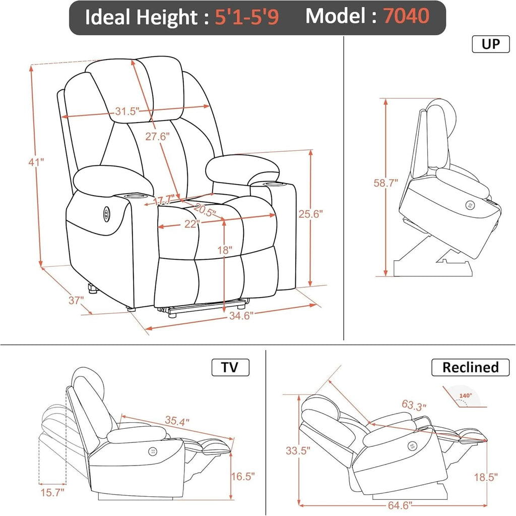 Power Lift Recliner Chair With Massage And Heat Cream White