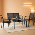 4 Piece Outdoor Patio Set With Glass Table Black Durable