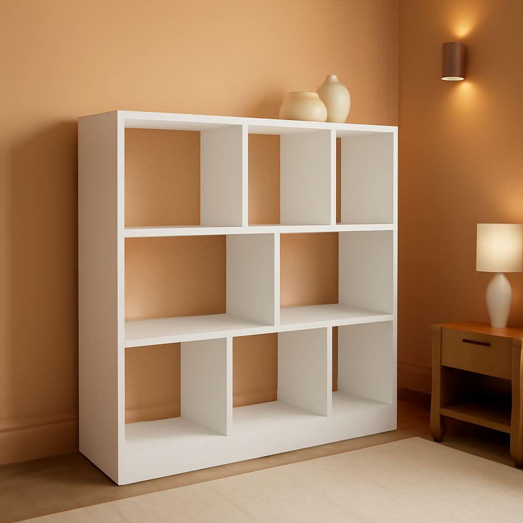 White Bookcase With 8 Open Compartments Freestanding Storage Shelf 11x35.4x39.4