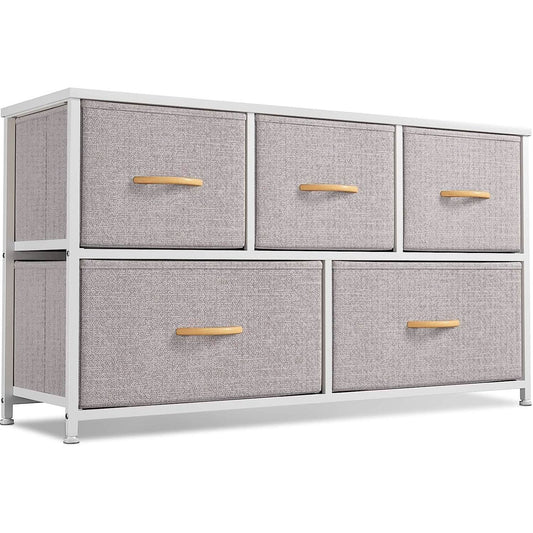 Light Gray 5 Drawer Dresser Tower Unit Small Size Modern