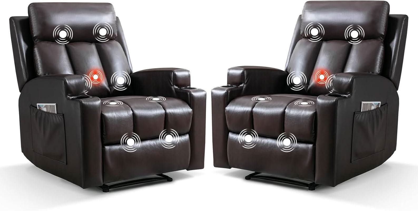 Brown UltraSoft Fabric Manual Recliner With Plush Arms