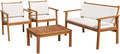 Acacia Wood 4 Piece Patio Conversation Set With Cushions