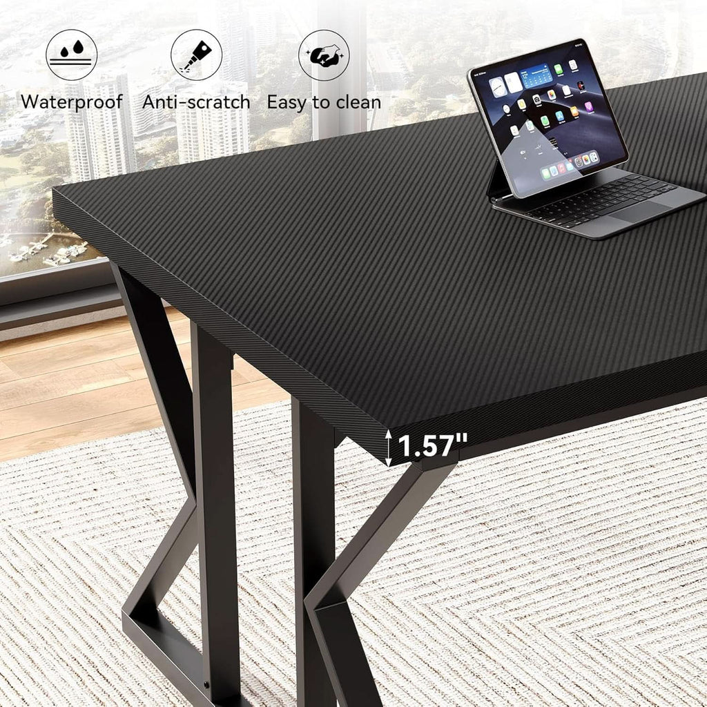 78.7 Inch Large Black Executive Desk Office Workstation