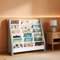 6 Tier Kids Bookshelf White And Gray Sling Book Organizer