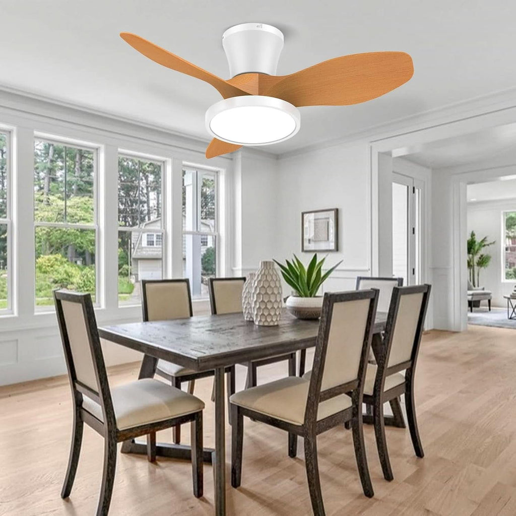 Quiet 32 Inch Ceiling Fan With LED Light Energy Efficient
