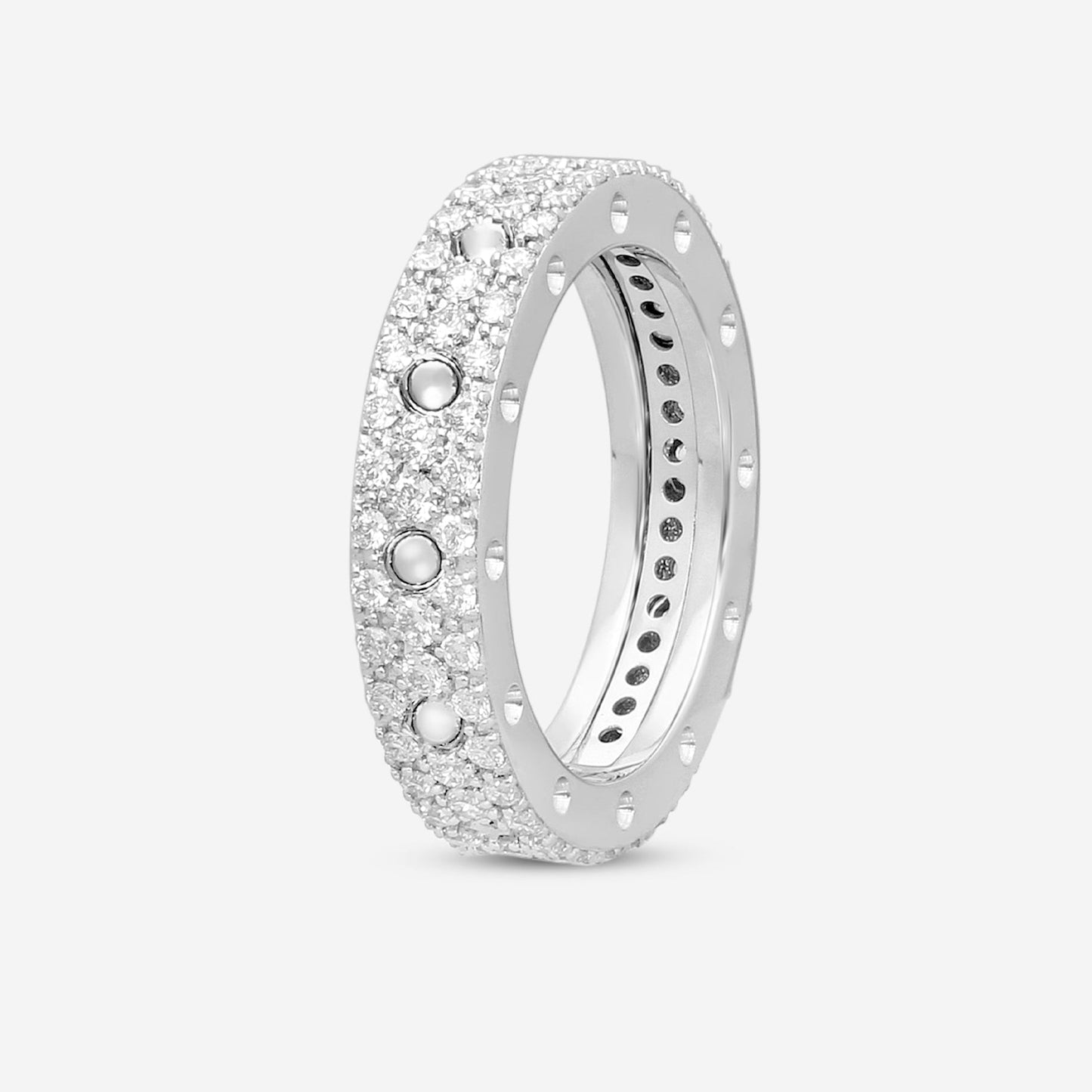Roberto Coin Pois Moi 18K White Gold Diamond Band Ring 8881784AW65X