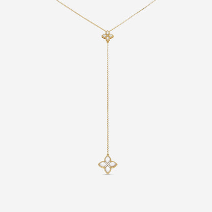 Roberto Coin Venetian Princess 18K Yellow Gold Diamond & Mother of Pearl Flower Lariat Necklace 8882562AY15MX