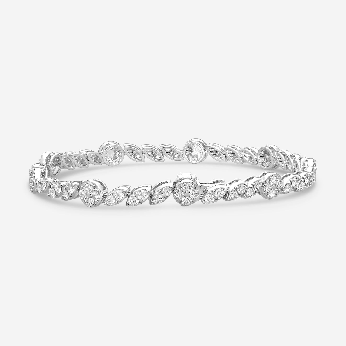 Roberto Coin Marquesa 18K White Gold Diamond Swirl Bracelet 8882842AWLBX0