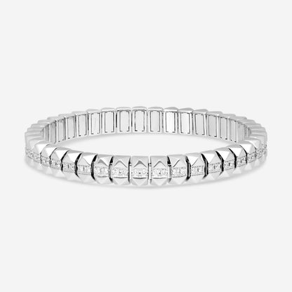 Roberto Coin Obelisco Flexible 18K White Gold Diamond Bangle Bracelet 8883018AWLBX