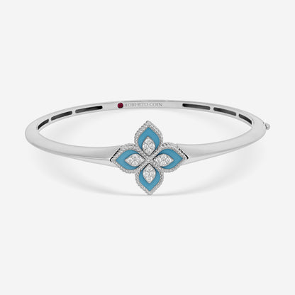 Roberto Coin Venetian Princess 18K White Gold Blue Jade and Diamond Bangle Bracelet 8883235AWBAXT