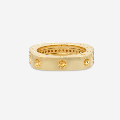 Roberto Coin Pois Moi 18K Yellow Gold Diamond 1-Row Square Band Ring Sz. 6 888703AY60X0