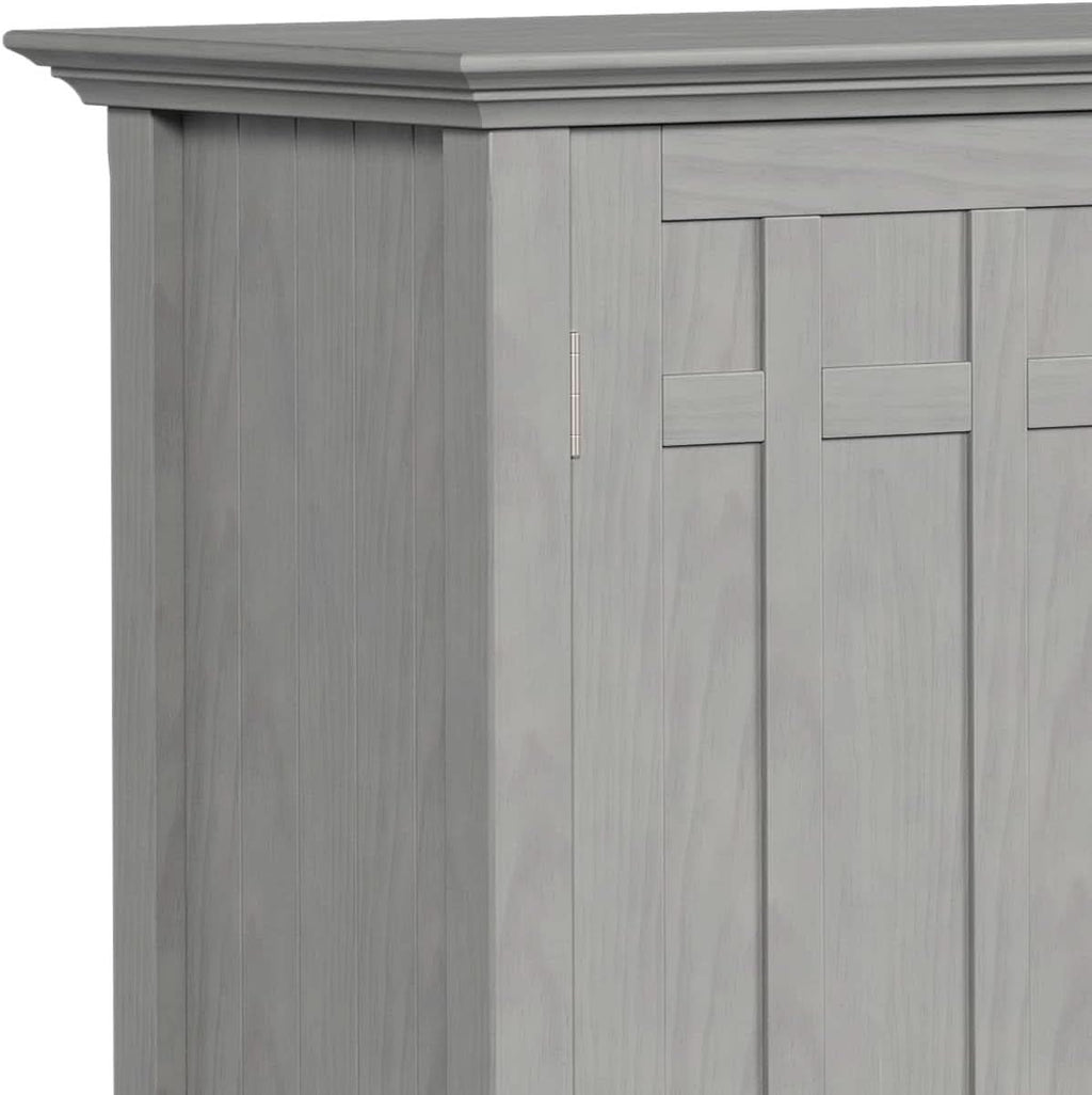 Fog Grey Solid Wood Transitional Sideboard Buffet With Built In Wine Rack