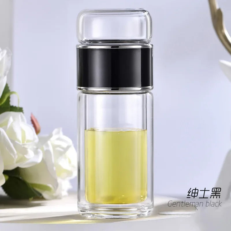 Double Wall Glass Tea Infuser Bottle