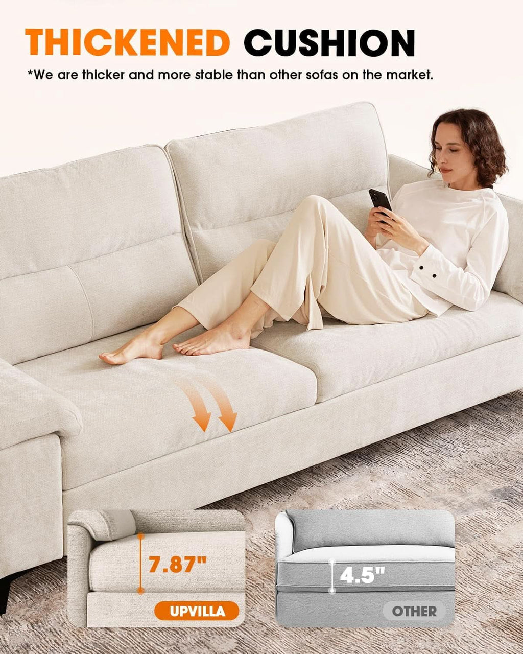 Beige Loveseat With Removable Cover For Living Room