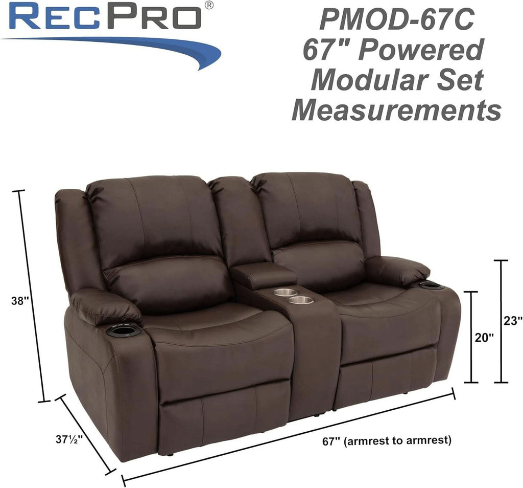 Powered Wall Hugger RV Recliner Sofa Loveseat 67In Chestnut