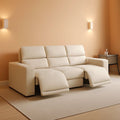 Beige 108 Inch Ultra Power Leather Modular Sectional