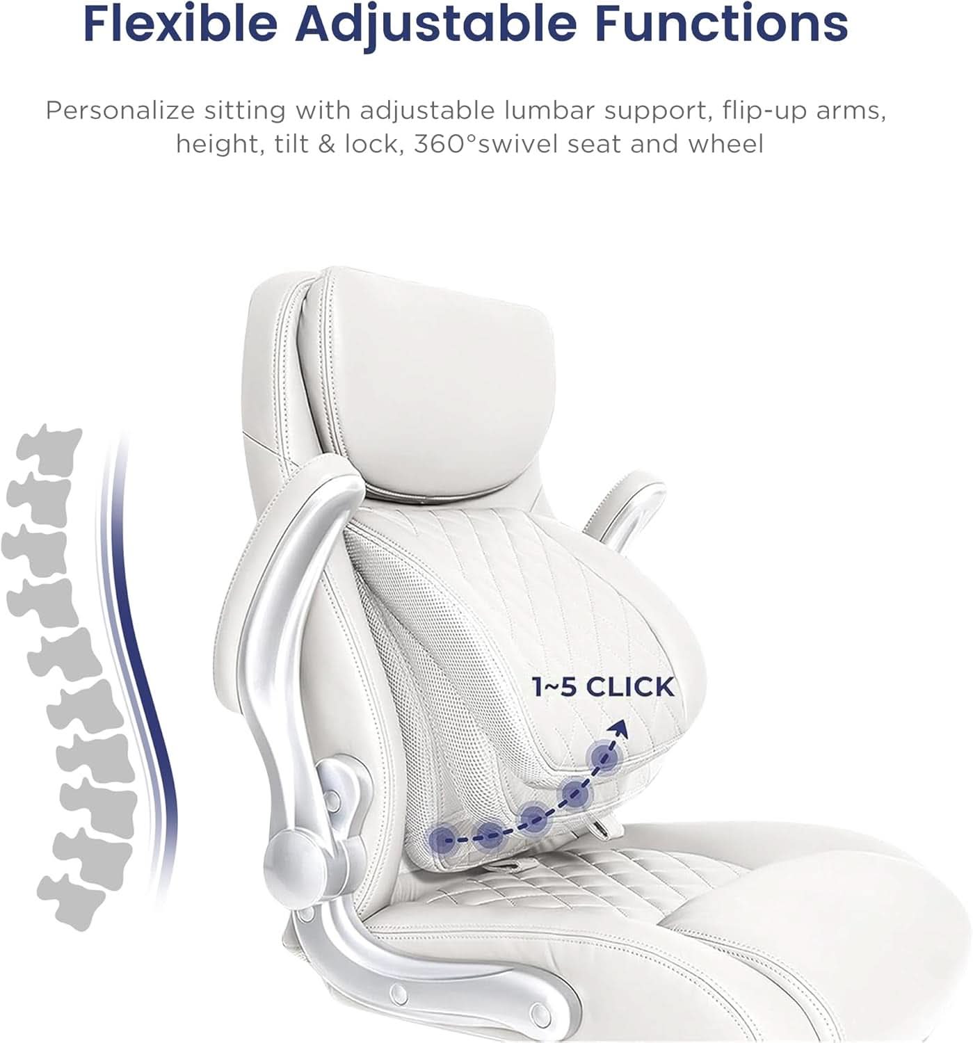 Ergonomic Office Chair With Adjustable Lumbar Support White