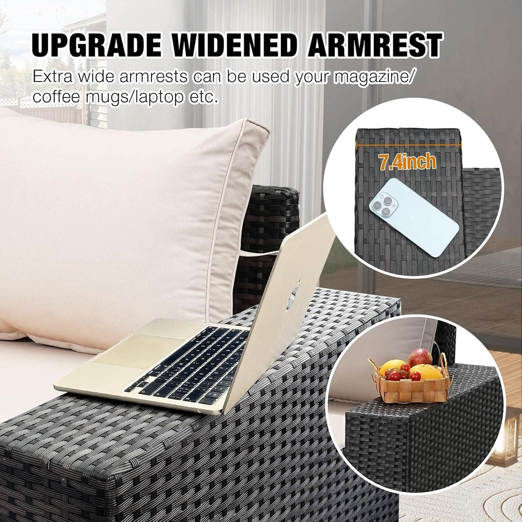 All-Weather Wicker Outdoor Sectional Sofa Set with Cushions