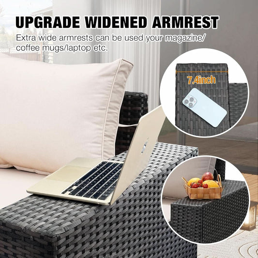 All-Weather Wicker Outdoor Sectional Sofa Set with Cushions