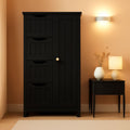 Wooden Bathroom Floor Storage Cabinet With 4 Drawers And Cupboard Freestanding