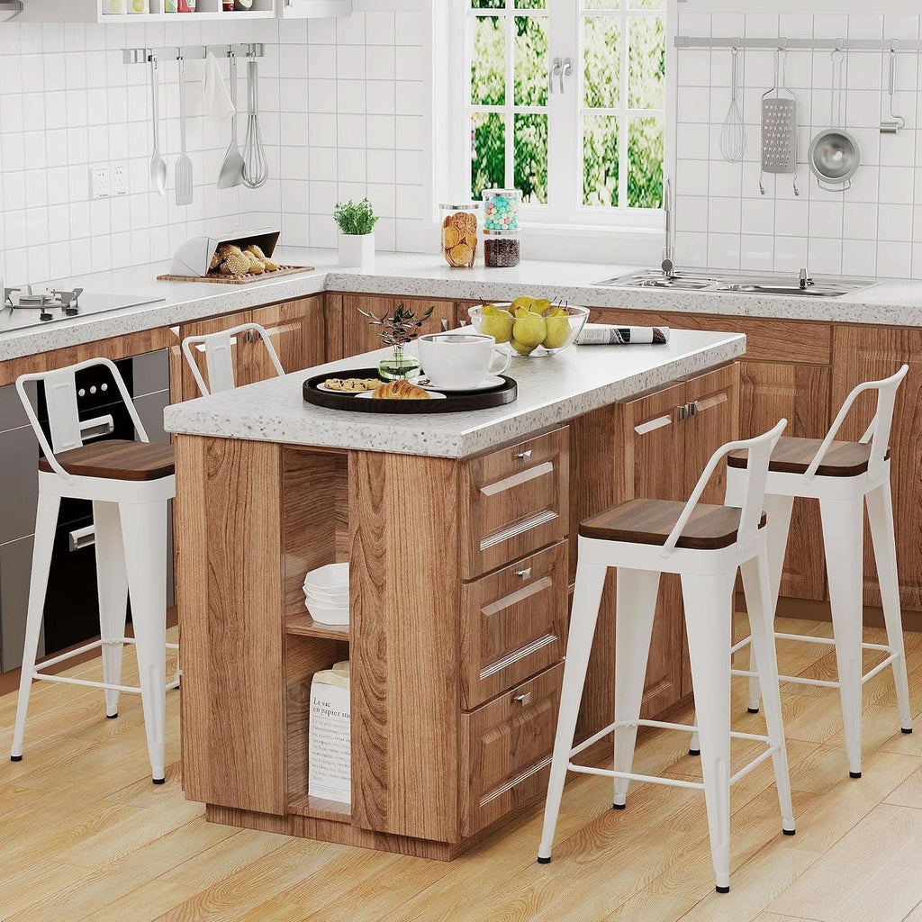 Stylish Set of Four Stackable Counter Height Bar Stools