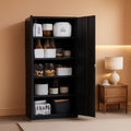 Black Metal Storage Cabinet With Lock And Shelves Garage