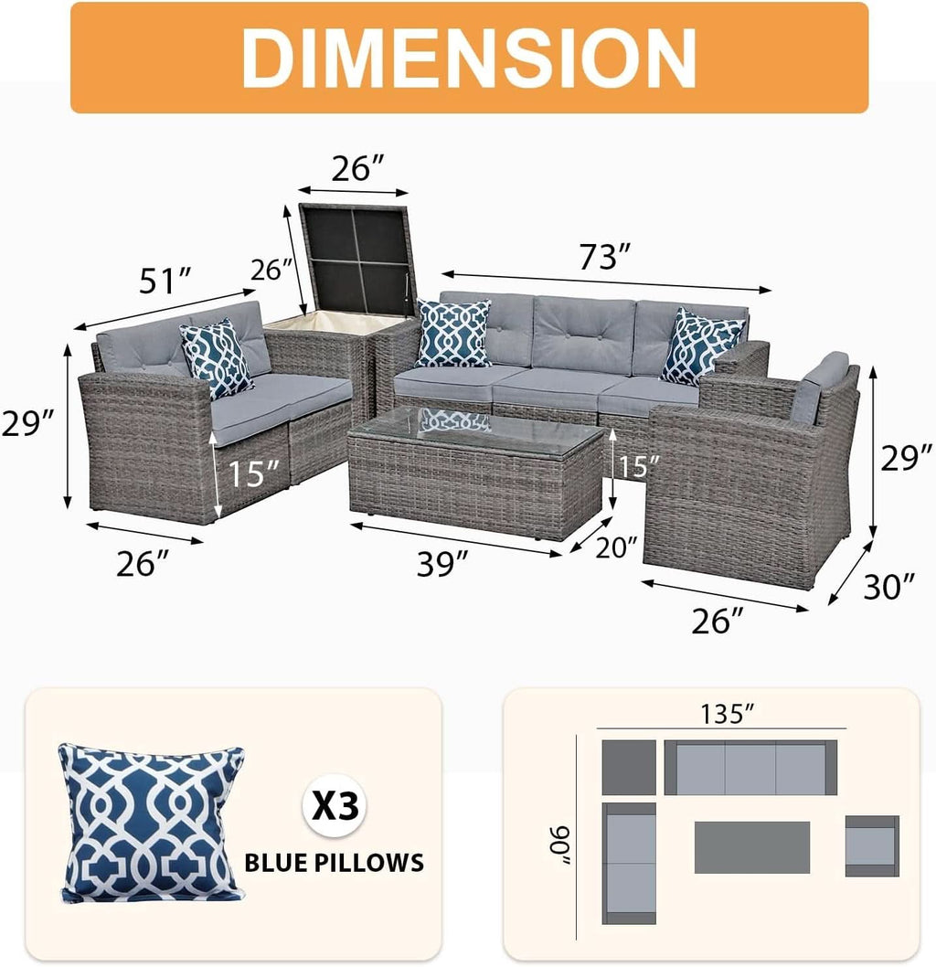 Outdoor Wicker Patio Furniture Set with Storage Box