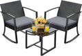 All Weather Outdoor Rocking Chair Set with Cushions