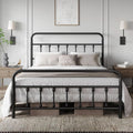 Queen Size Metal Platform Bed Frame With Storage Black