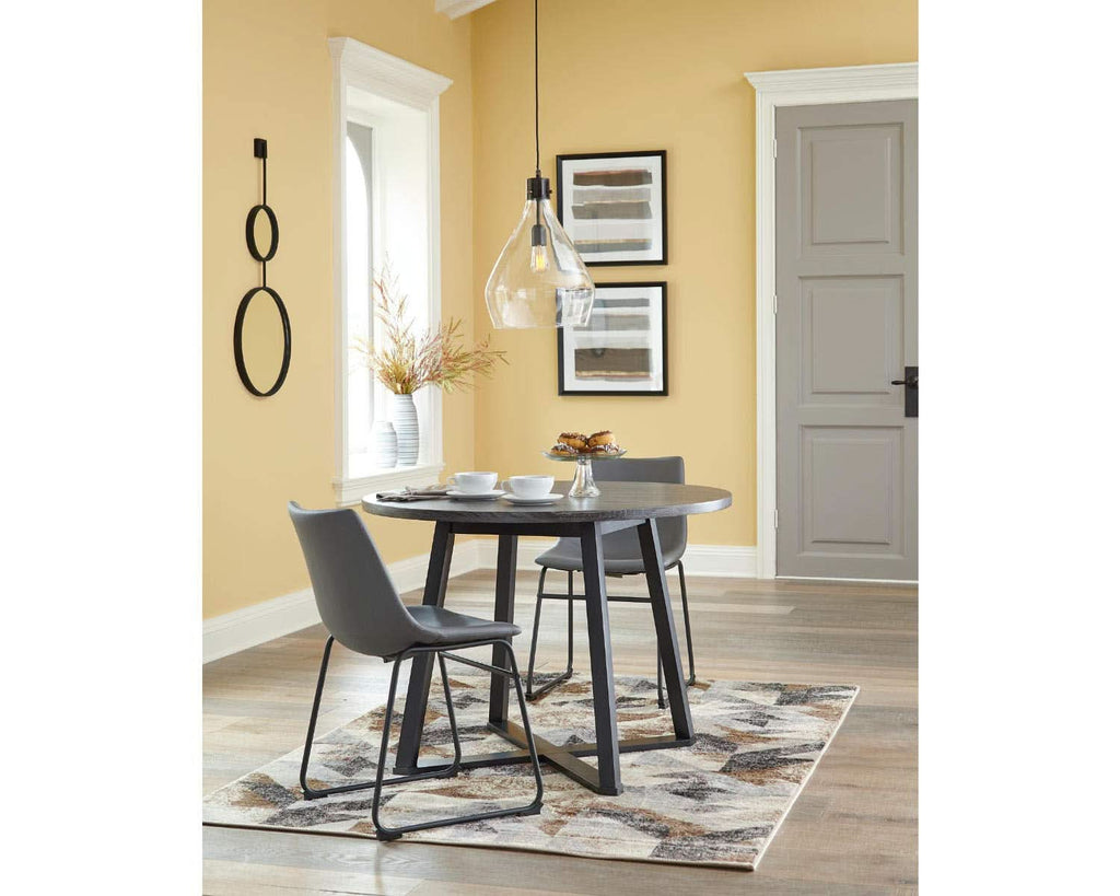 Centiar Mid Century Round Dining Table Gray Metal Legs