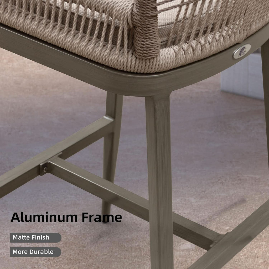 Counter Height Bar Stools Set Of 4 Woven Aluminum With Back And Arms