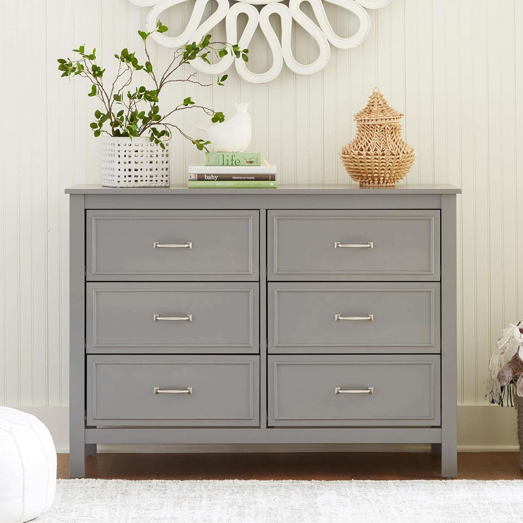 Charlie 6 Drawer Double Dresser Grey For Nursery And Kids Bedroom Storage