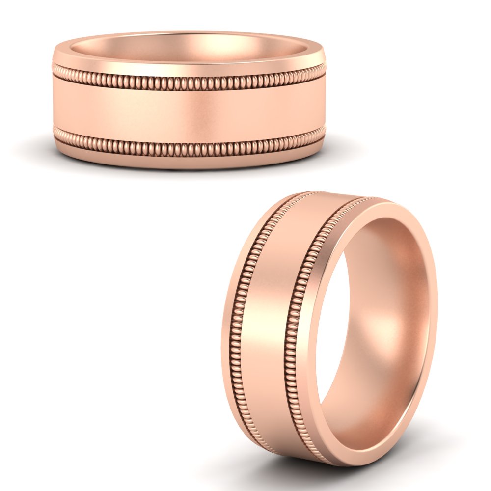 5 mm Mens Band Double Milgrain