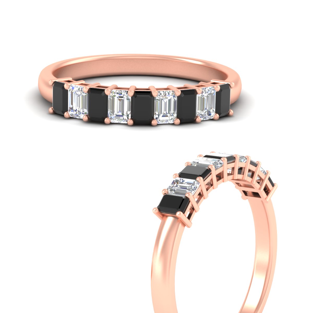 1 Carat Nine Stone Emerald Cut Wedding Band