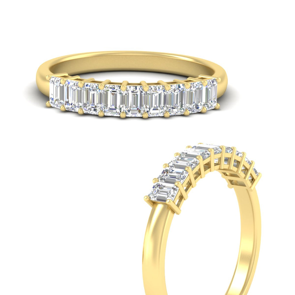 1 Carat Nine Stone Emerald Cut Wedding Band