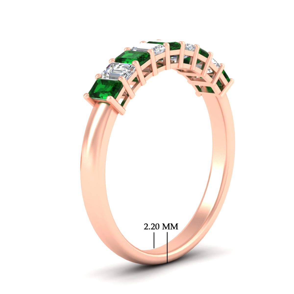 1 Carat Nine Stone Emerald Cut Wedding Band