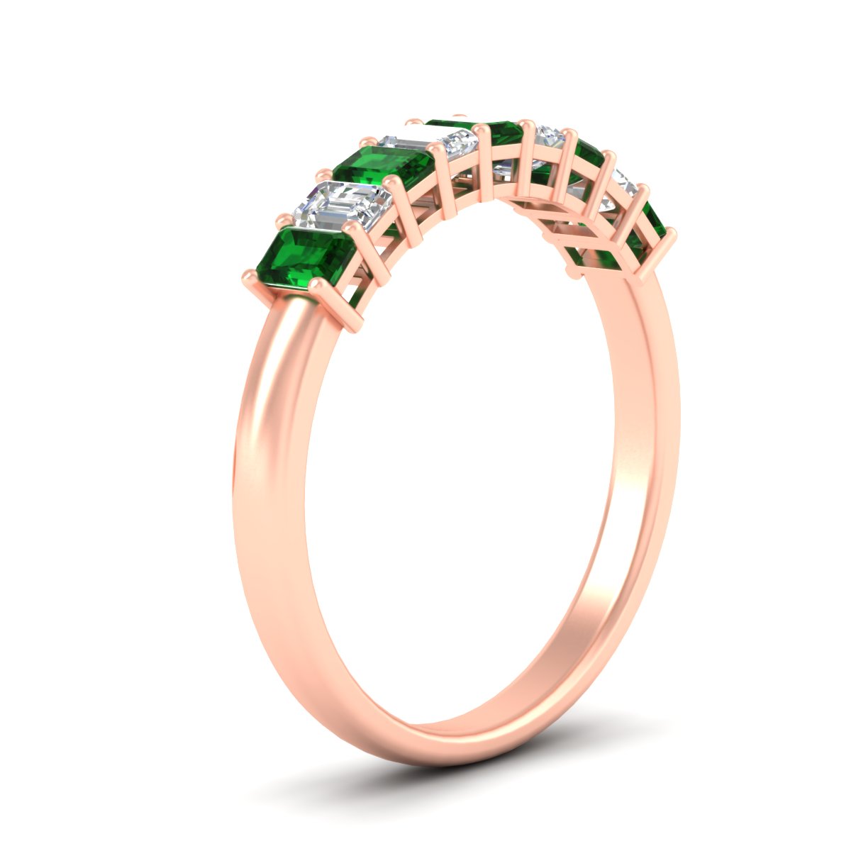 1 Carat Nine Stone Emerald Cut Wedding Band