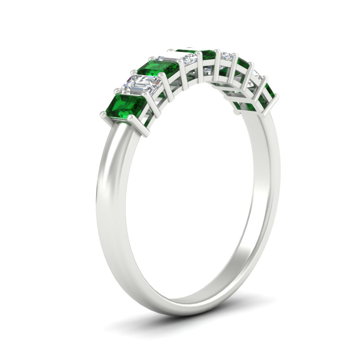 1 Carat Nine Stone Emerald Cut Wedding Band