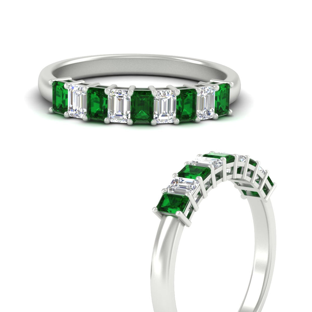 1 Carat Nine Stone Emerald Cut Wedding Band