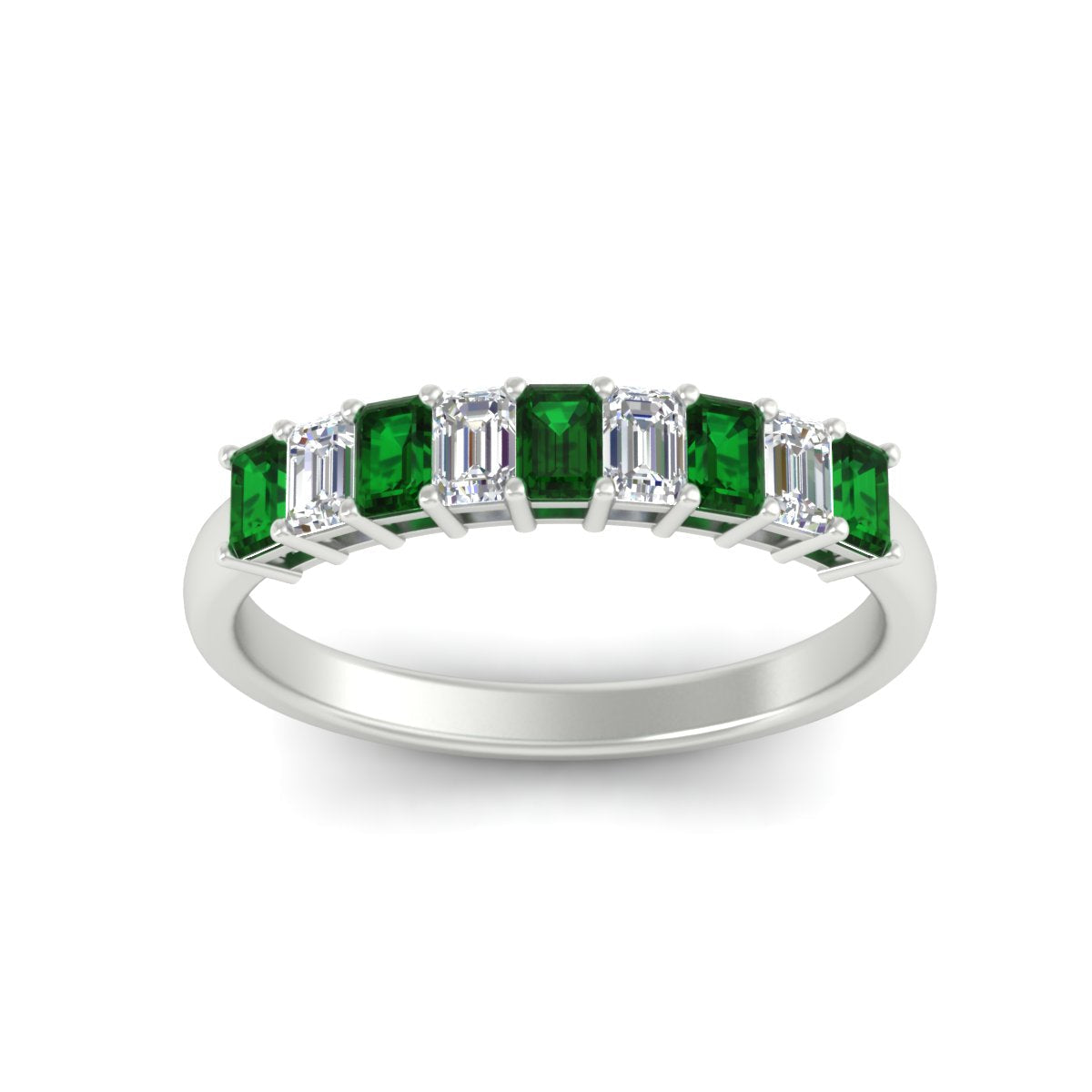 1 Carat Nine Stone Emerald Cut Wedding Band