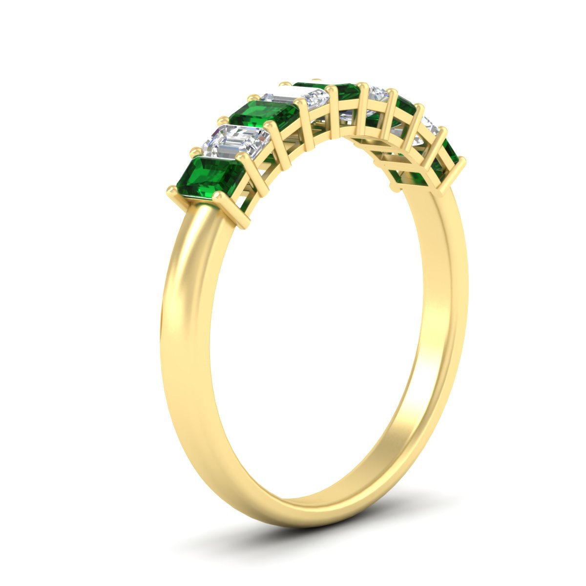 1 Carat Nine Stone Emerald Cut Wedding Band